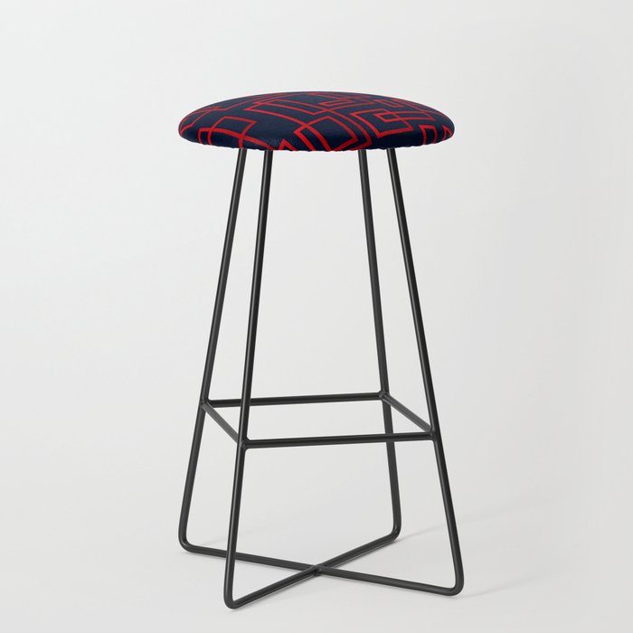 Red Color Geometric Pattern Bar Stool