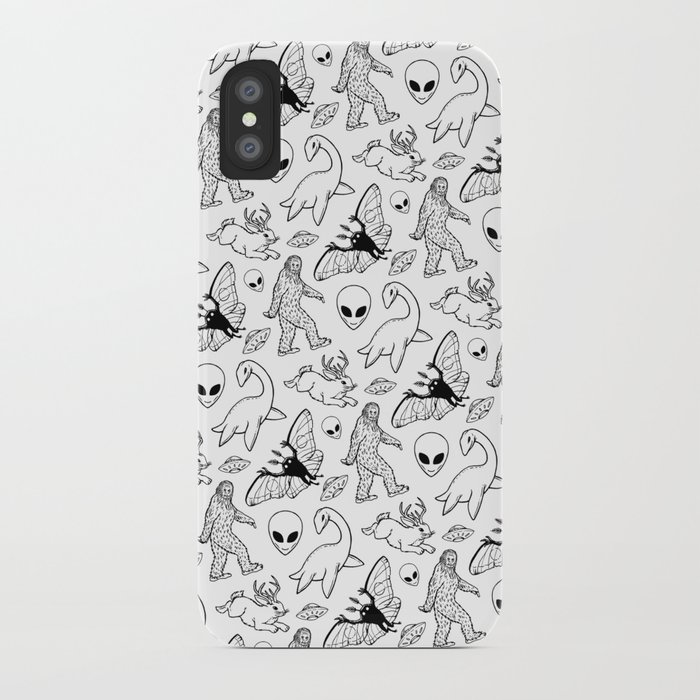 cryptid lineart pattern 2 (white) iphone case