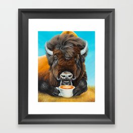 Bison Latte Framed Art Print