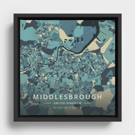 Middlesbrough, United Kingdom - Cream Blue Framed Canvas