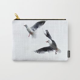 Two seagull birds flying in a sky Carry-All Pouch
