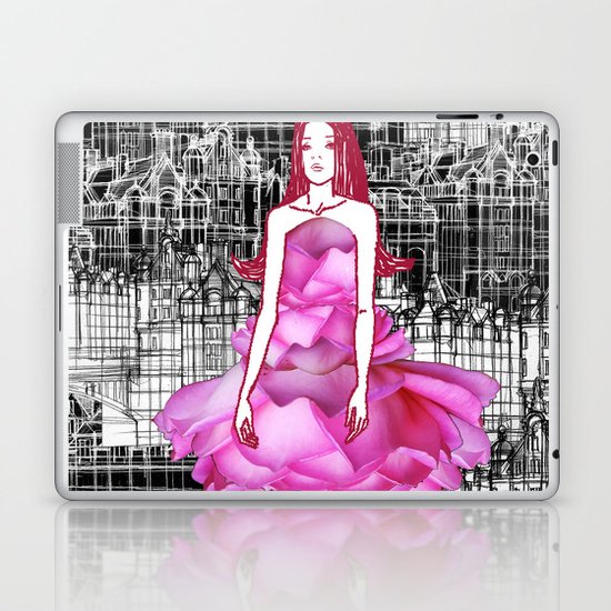 My rose dress fashion illustration concept. Laptop & iPad Skin