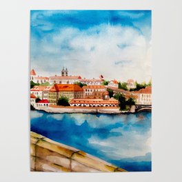 The Charles Bridge. Prague. Czech Republic. Watercolor Poster