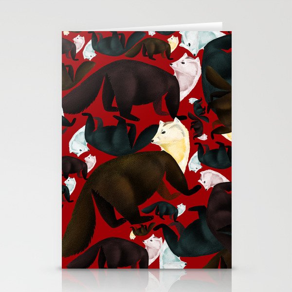 Sable marten tropical pattern Red Stationery Cards