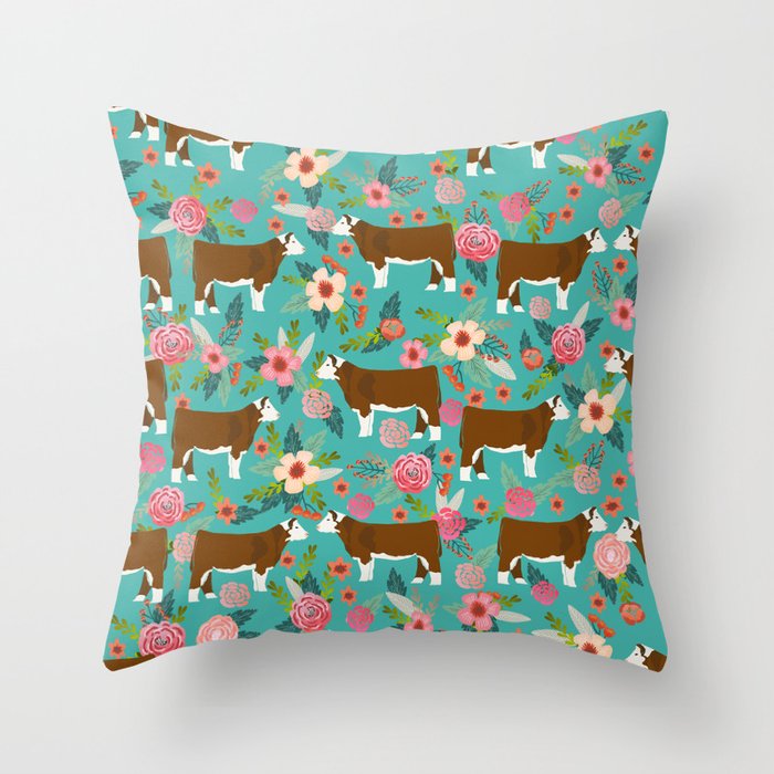 Hereford Cattle Breed Floral Farm Homestead Gifts Cow Art Florals