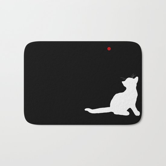 Cat and Laser Cute Minimalistic Animal Portrait Bath Mat