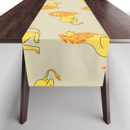 Seamless hand drawn lion pattern. Vintage background.  Table Runner