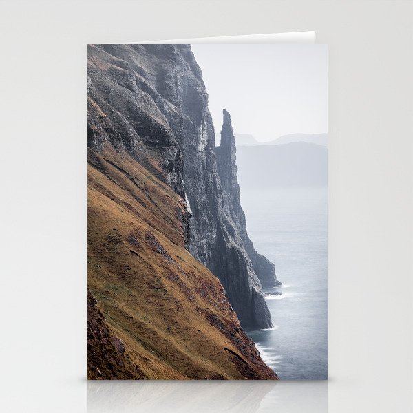 Dramatic Cliff Monolith Witches Finger Faroe Island Stationery Cards