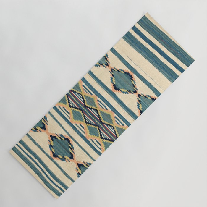 Green Striped Southwest Navajo Saddle Blanket Yoga Mat