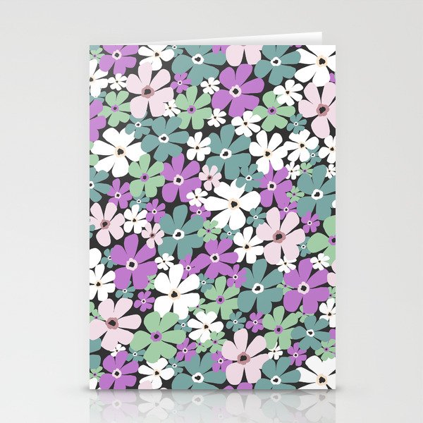 Groovy Daisies - Green Purple Stationery Cards