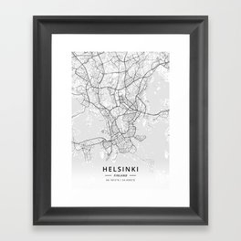 Helsinki, Finland - Light Map Framed Art Print