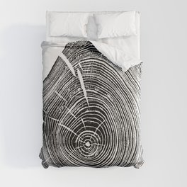 Loblolly Pine - Tree ring ink woodblock print Duvet Cover