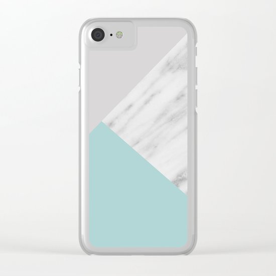Ice Color Marble Collage Clear iPhone Case