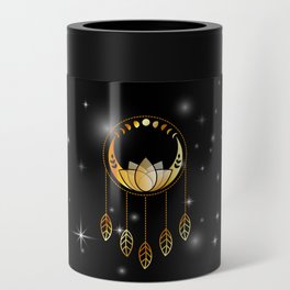 Mystic lotus dream catcher with moons and stars gold Can Cooler