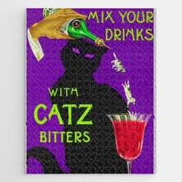 Mix Your Drinks with Catz (Cats) Bitters Aperitif Liquor Vintage Advertising Poster in purple Jigsaw Puzzle