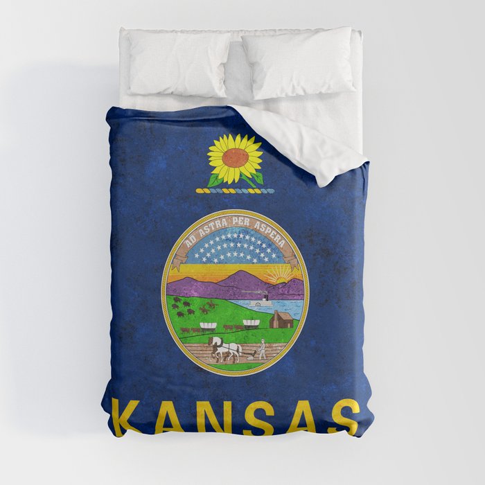 Flag of the American State of Kansas Duvet Cover