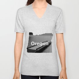 Suttle Lake in Gray and Black V Neck T Shirt