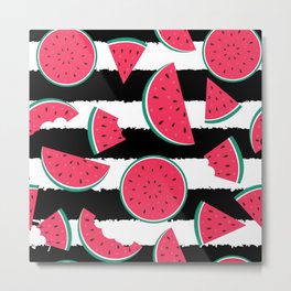 Red Watermelon Pattern Metal Print