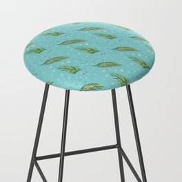 Christmas Pattern Floral Turquoise Leaf Feather Bar Stool
