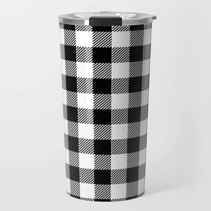 90 S Buffalo Check Plaid In Black And White Travel Mug By Elliottdesignfactory Society6
