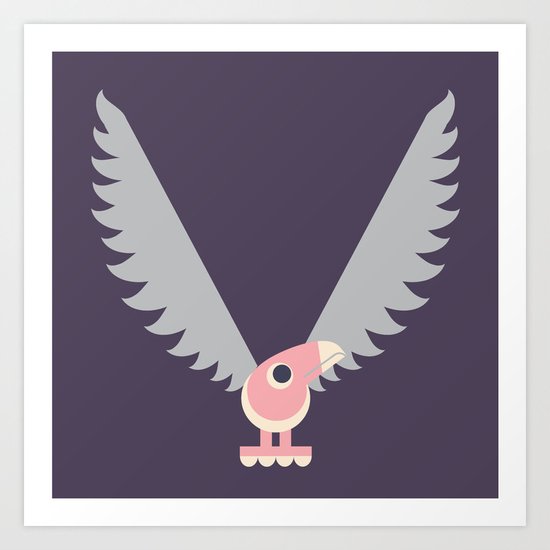 Letter V // Animal Alphabet // Vulture Monogram Art Print
