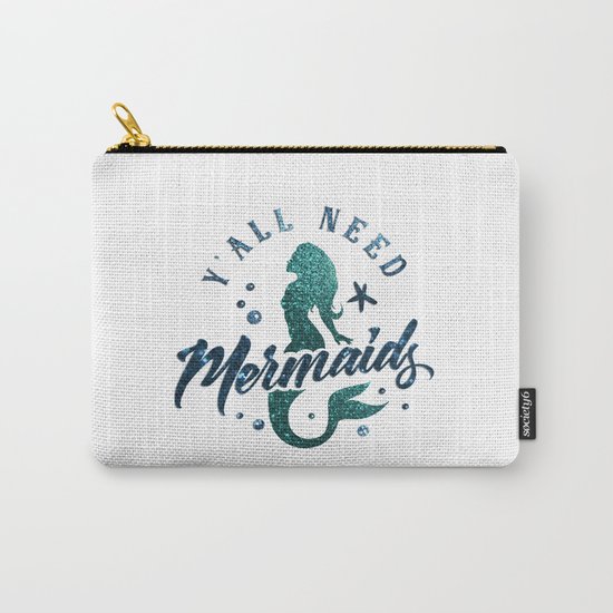 Mermaids - aqua and green glitter design Carry-All Pouch