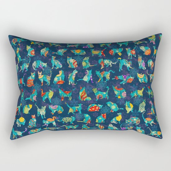 Colorful Christmas cats Rectangular Pillow
