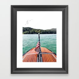 Wooden Boat at the Lake Framed Art Print