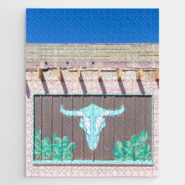 Cow Skull and Cactus - New Mexico Travel Photography Jigsaw Puzzle