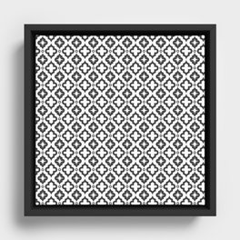 Dark Grey Ornamental Arabic Pattern Framed Canvas