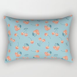 Cherries on Blue Rectangular Pillow