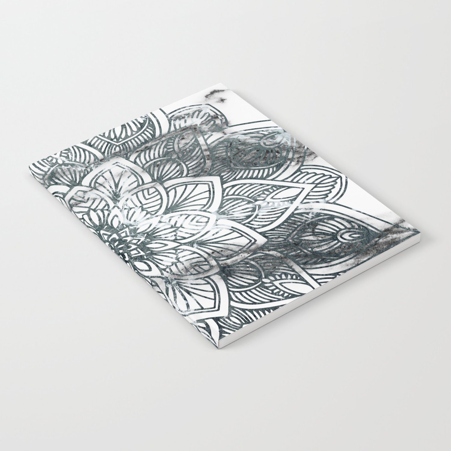 Indie Floral Mandla On White Marble Notebook By Cadinera Society6 4 pack mead composition book college ruled black marble cover notebook journal. indie floral mandla on white marble notebook by cadinera