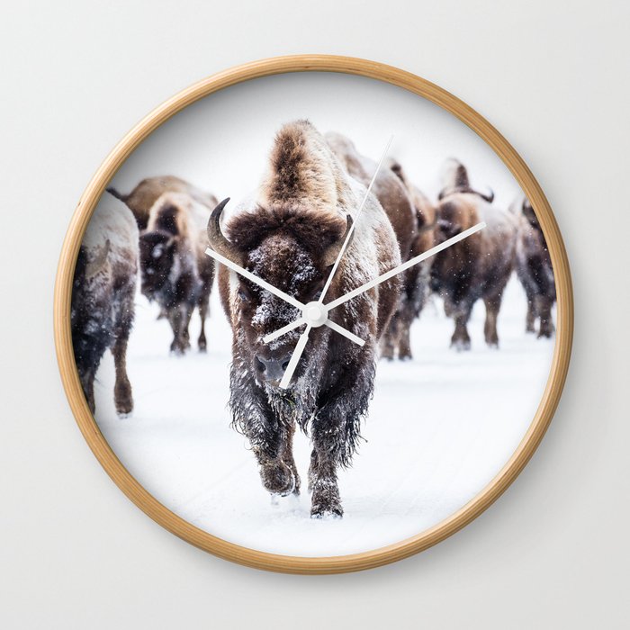 Winter Buffalo Wall Clock