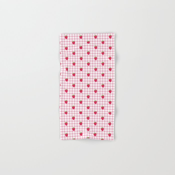 Strawberry Picnic Pattern (pink) Hand & Bath Towel