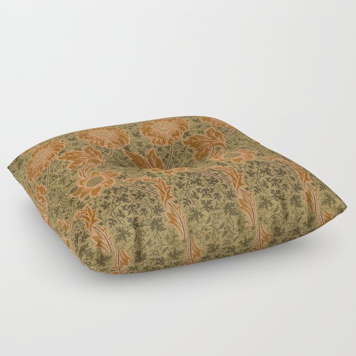 William Morris "Kennet" orange Floor Pillow