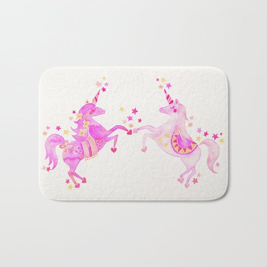 Pink Unicorns Bath Mat