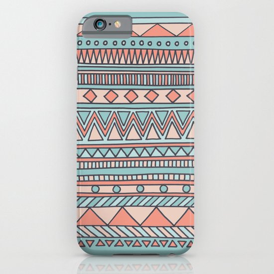 Tribal #4 (Coral/Aqua) iPhone & iPod Case