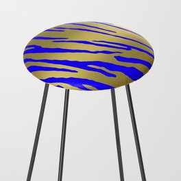 Gold Tiger Stripes Blue Counter Stool