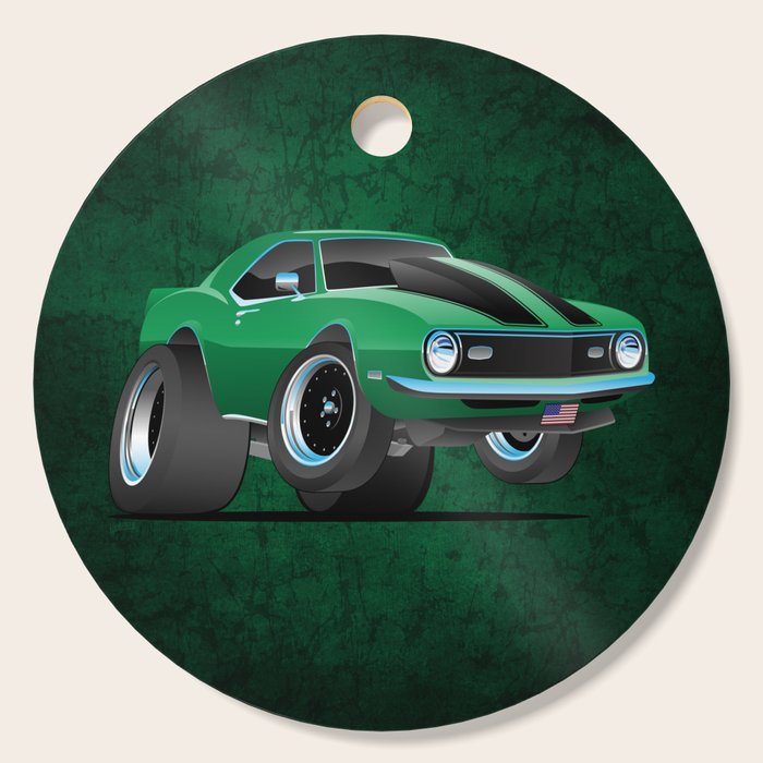 Classic American Muscle Car Cartoon Cutting Board By Hobrath