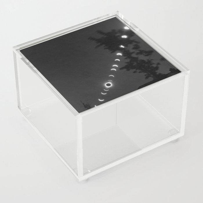 Total eclipse of the moon; full cycle lunar eclipse at night black and white photograph - photography - photographs Acrylic Box