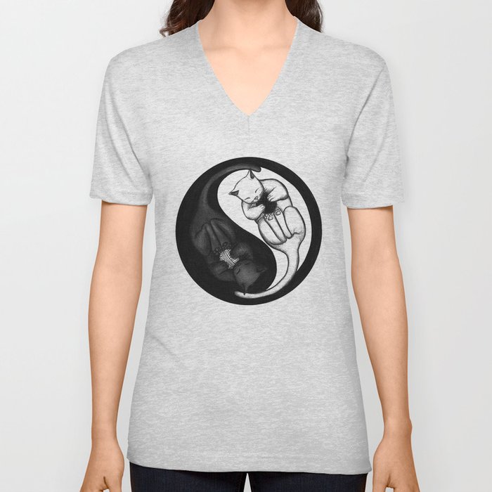 Yin and Yang playing V Neck T Shirt