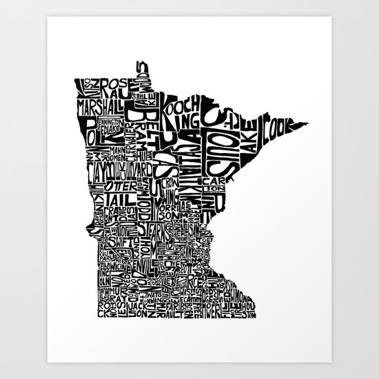 Typographic Minnesota Art Print