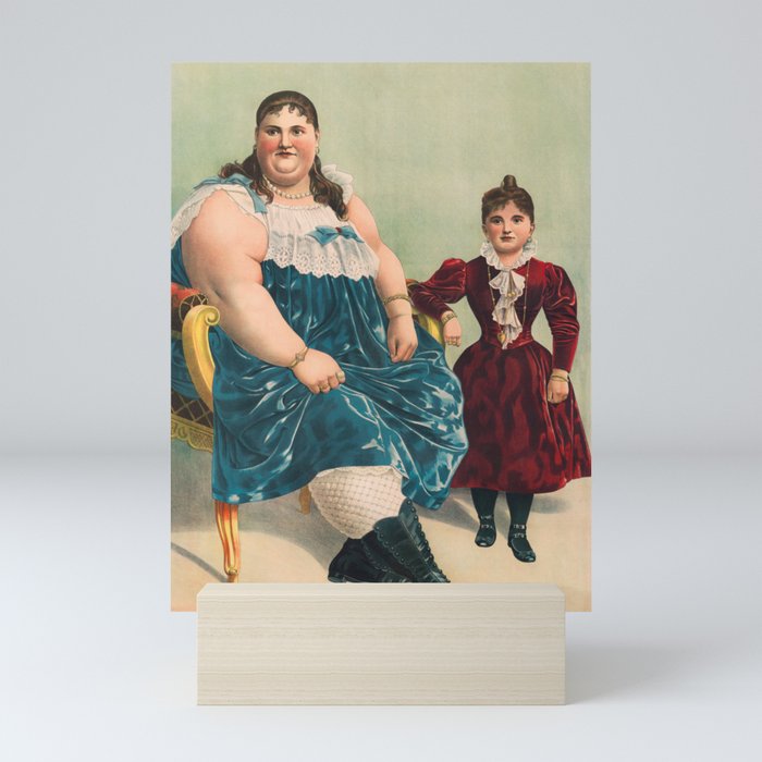 Fat Lady and Little Person - Vintage Circus Lithograph - 1898 Mini Art Print