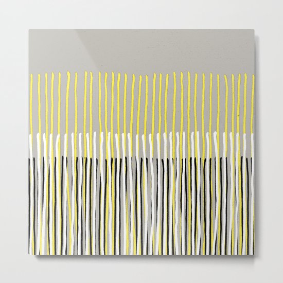 Yellow Rising - abstract stripes in yellow, grey, black & white Metal Print