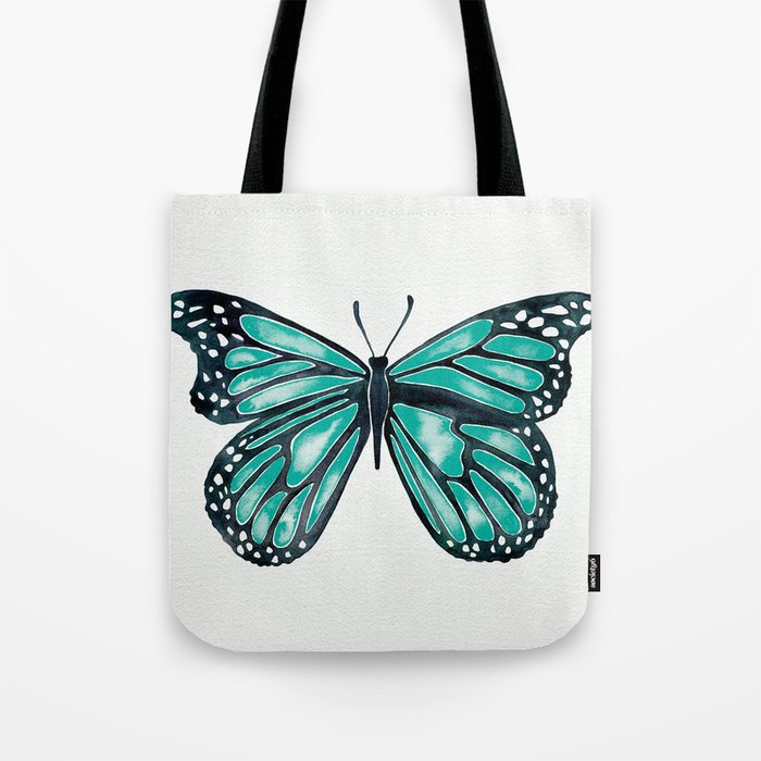 Turquoise Butterfly Tote Bag