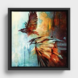 Crows in Flight Framed Canvas
