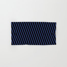 [ Thumbnail: Royal Blue and Black Colored Lines/Stripes Pattern Hand & Bath Towel ]