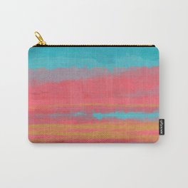Modern Minimal Abstract Painting in Turquoise and Pink Coral Colors with Gold Texture Carry-All Pouch | Coral, Abstract, Water, Clouds, Turquoise, Painting, Print, Splashes, Modern, Acrylic 