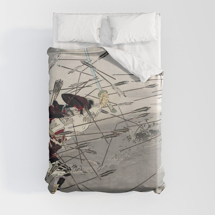 The loyalty of Kusunoki Masatsura to Shijonawata Duvet Cover