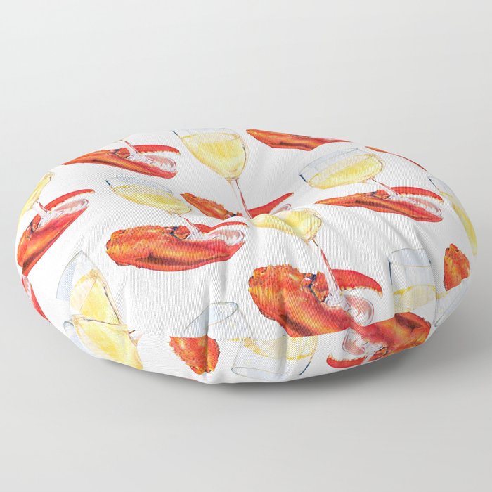 Wine and Lobster Claw Floor Pillow